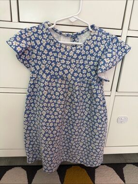 Zara Blue and White Floral Casual Kids Dress